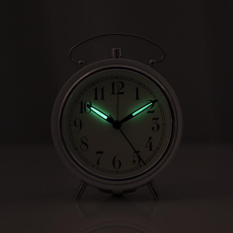 Nordic light luxury inner bell metal children's alarm clock retro creative silent luminous table clock student bedside clock