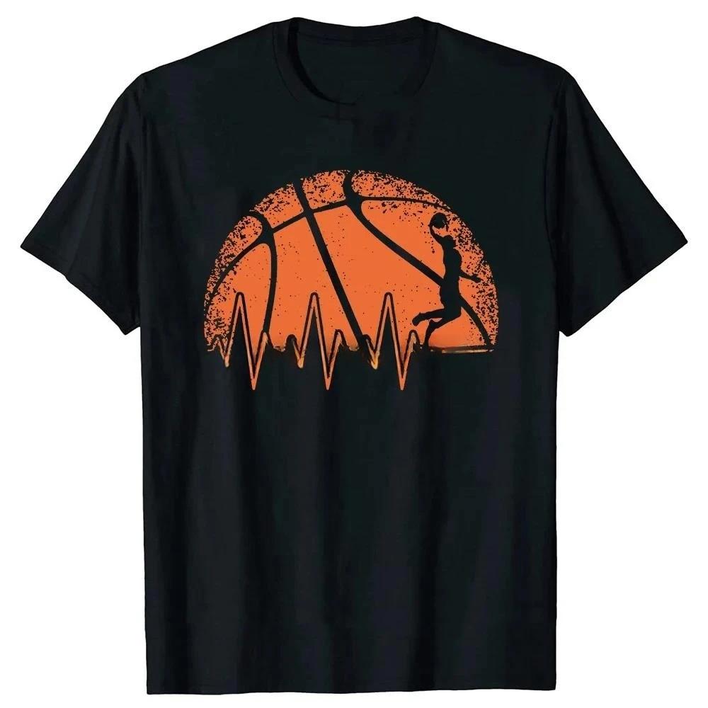 Unisex Clothing Basketball Heartbeat TShirt Unisex Birthday Gifts Short Sleeves Funny Tees Fashion Graphic Tshirts Sport Lover