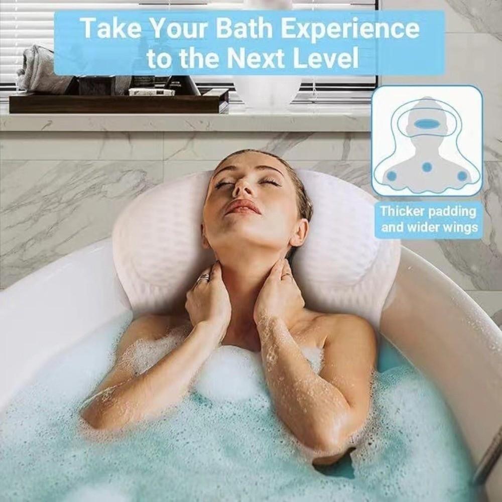 4D Mesh Fabric Bath Rest Pillow Non-Slip Bath Headrest New Bathtub Pillow Relaxing Bath