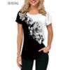 Plant&Flowers And Butterfly Graphic Women Fashion T-Shirts Short Sleeve 3d Printed Street Trend Ladies Tees O-Neck Casual Tops