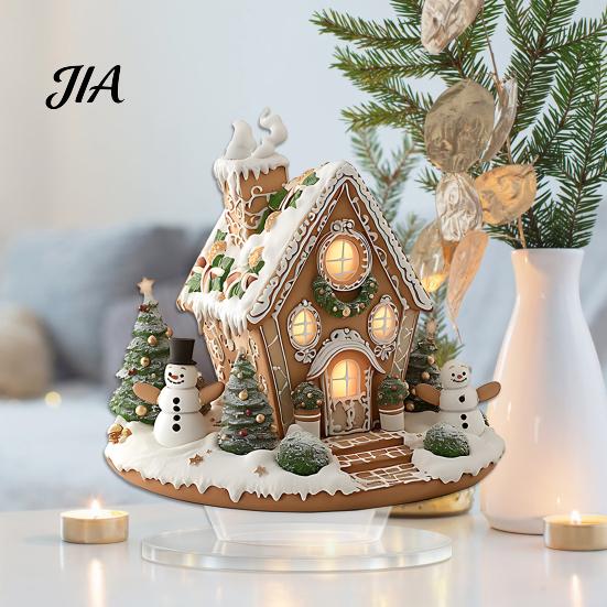 Acrylic Gingerbread House Ornaments Christmas Table Decor, Tree Ornaments, for Desk Waterproof Holiday Desktop Decorations Living Room Bedroom Office