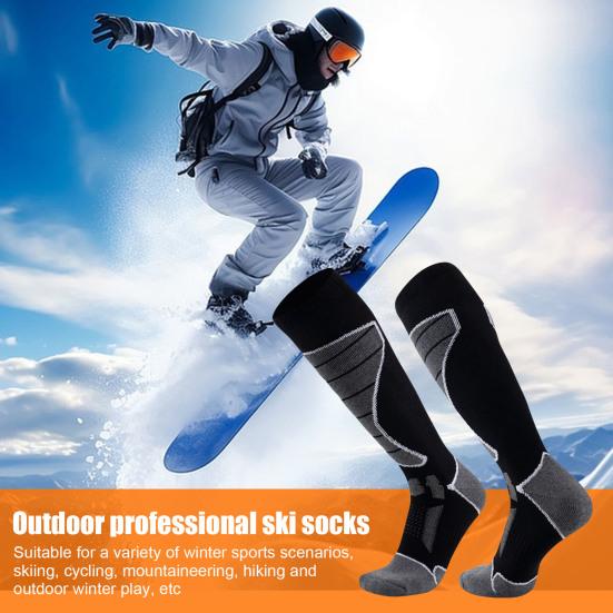 1 пара носков для катания на лыжах выше колена, зимние термоноски, теплые, противоскользящие, ветрозащитные, для сноуборда