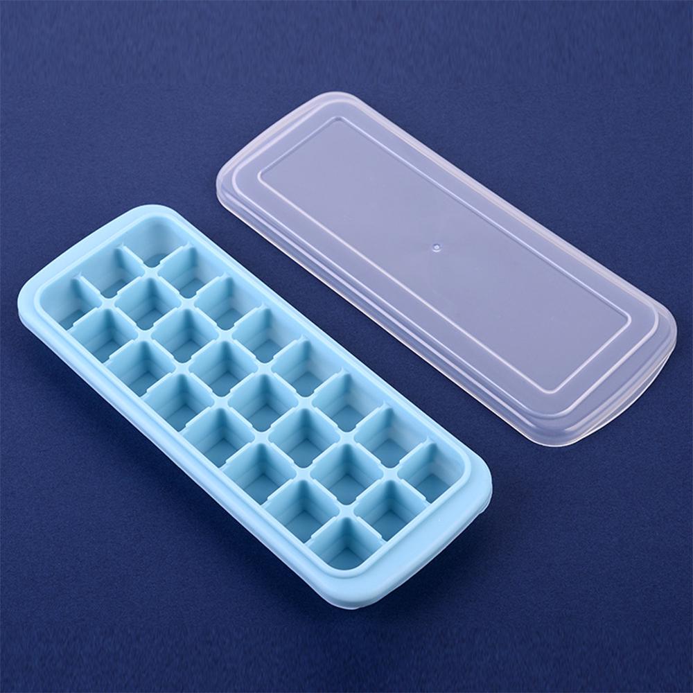 Silicone Ice Cube Tray Ice Cube Container Frozen Cubes 24 Compartments with Lid for Bars Households Party