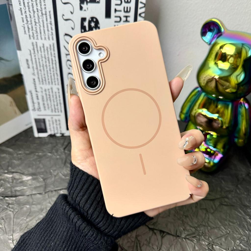 Soft and Thin Circles Are Suitable for Samsung S25 Ultra Skin Sensitive Magnetic Phone Case A56 Simple PC Color Matching A55 Protective Case