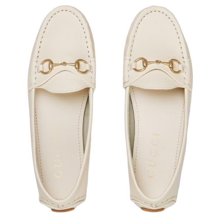 GUCCI Leather Loafers Women's White 815464 AAC4Q 9540