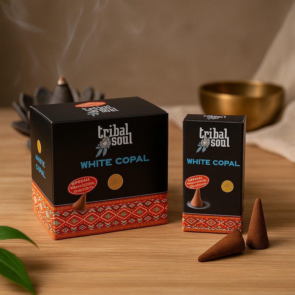 White Copal Backflow Incense Cones Tribal Soul