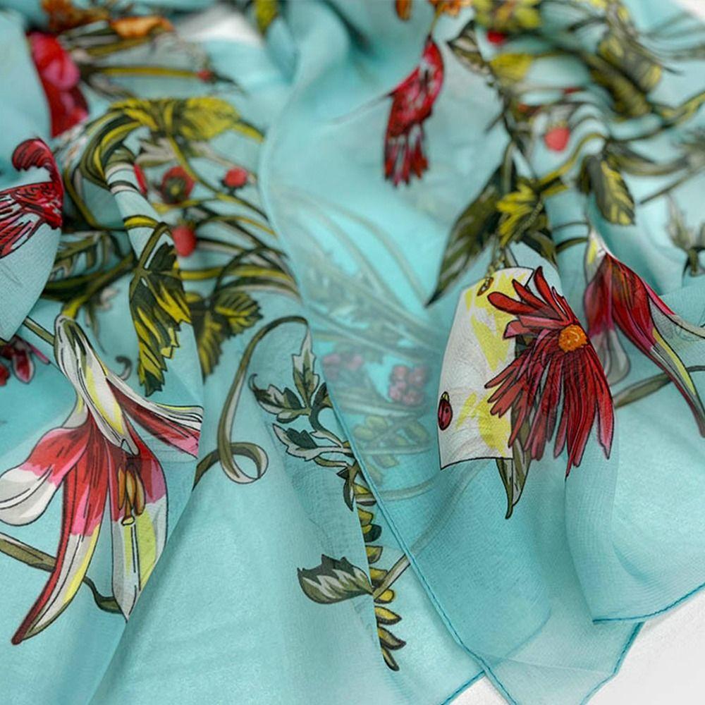 Sun-Resistant Silk Scarf Breathable Long Wraps Portable Beach Shawl for Women