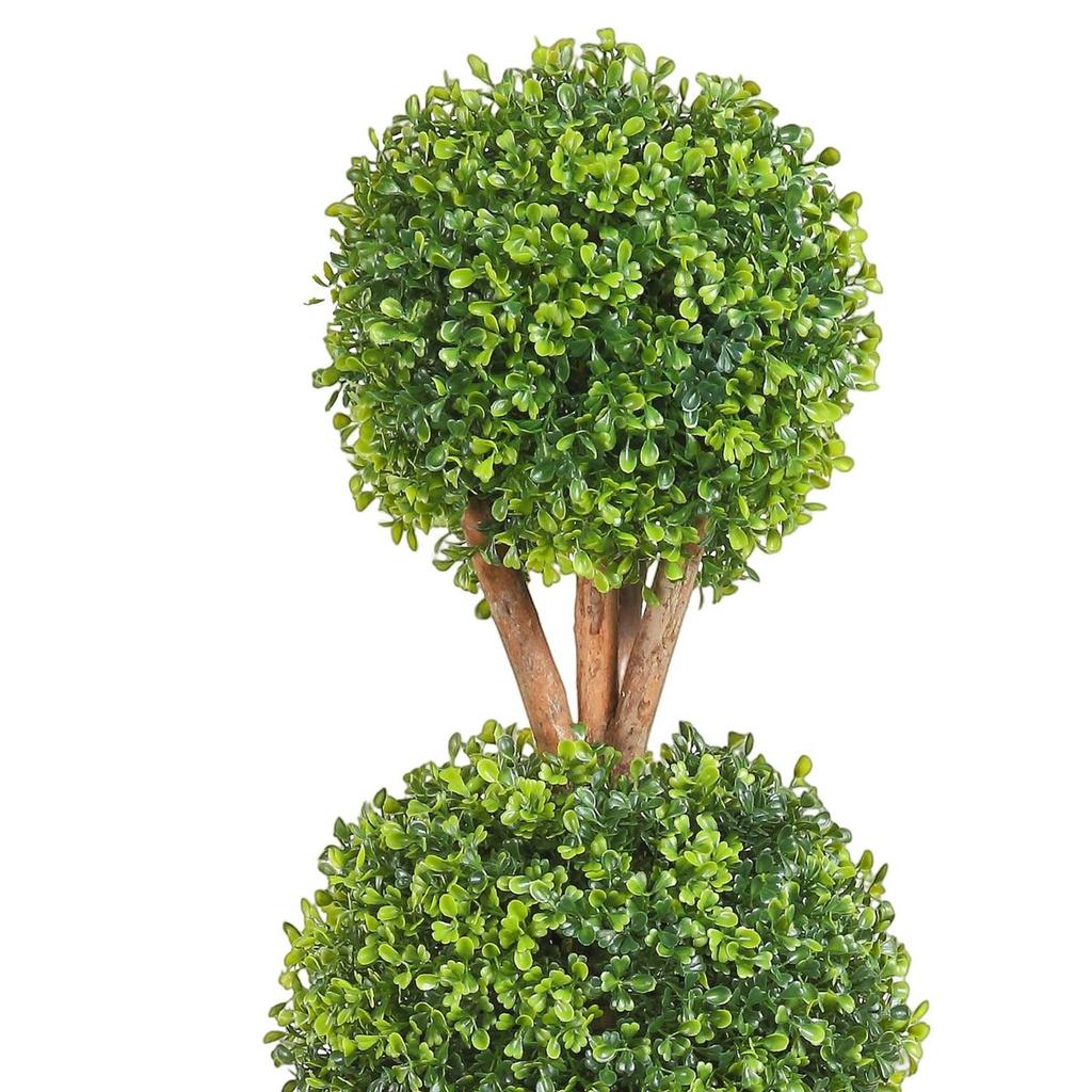 Artificial Topiaries Boxwood Trees, 48 inch Tall (2 Pieces), 3 Ball-Shape Faux Topiaries Plant with Planters, Green Feaux Plant w/ Replaceable Leaves
