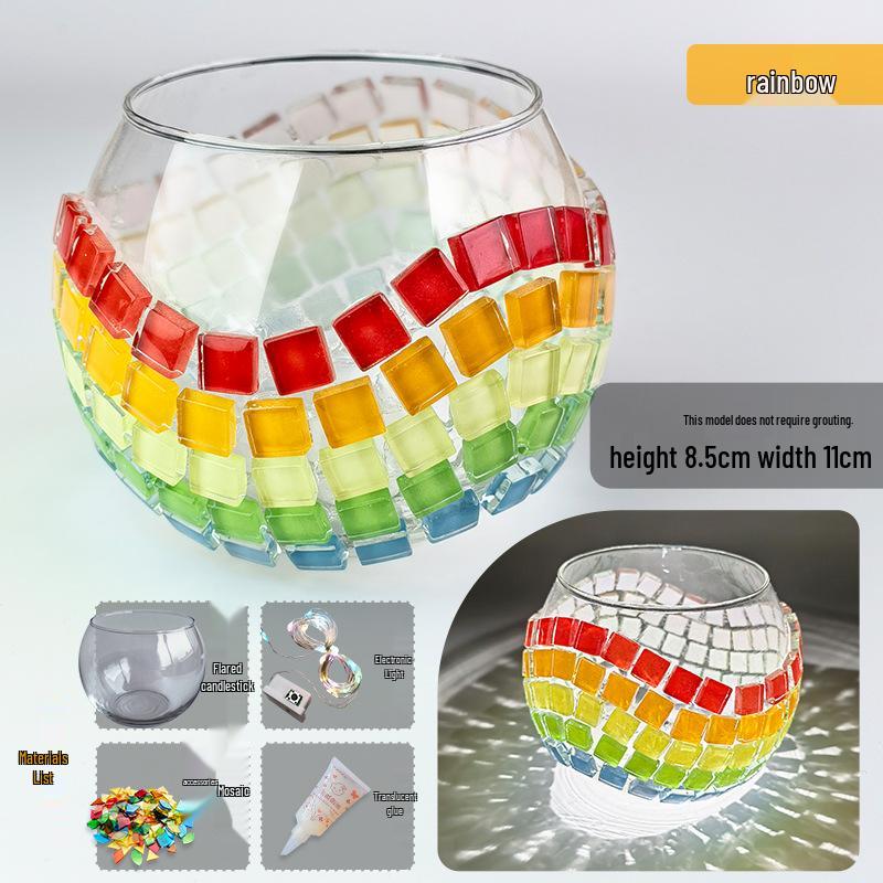 Набор для изготовления подсвечника из стеклянной мозаики: Развивающая игрушка ручной работы для родителей и детей на День защиты детей