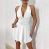 European & American Women's Fashion V-Neck Bodycon Bandage Mini Dress - Backless & Sexy 2025 Collection