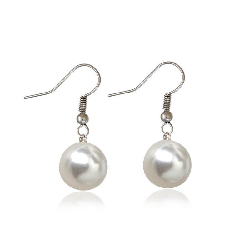 Простые белые круглые серьги-подвески с искусственным жемчугом для женщин, корейские модные цветные серьги-крючки, повседневная одежда, элегантные ювелирные изделия