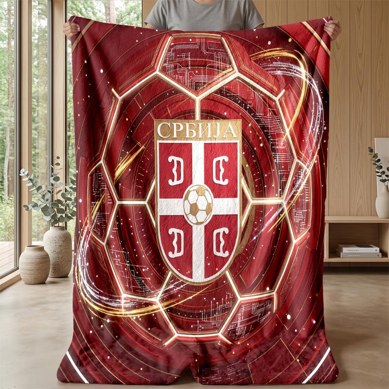 Serbia Printed Flannel Blanket Skin Friendly Warm Decorative Throw for Indoor Couch Bed Daily Use