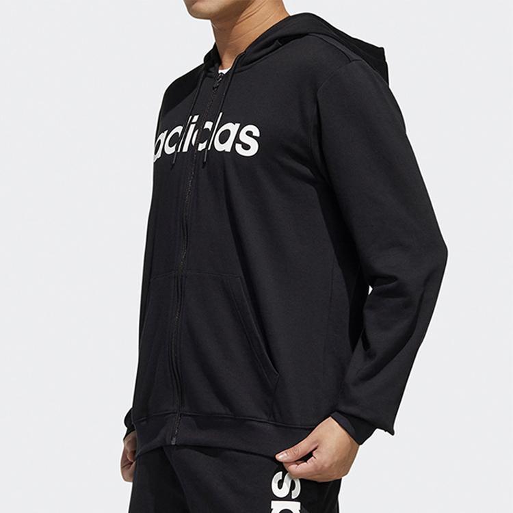 Adidas Neo Sweatshirts Men's Black Hooded Moderate Cardigan FP7434