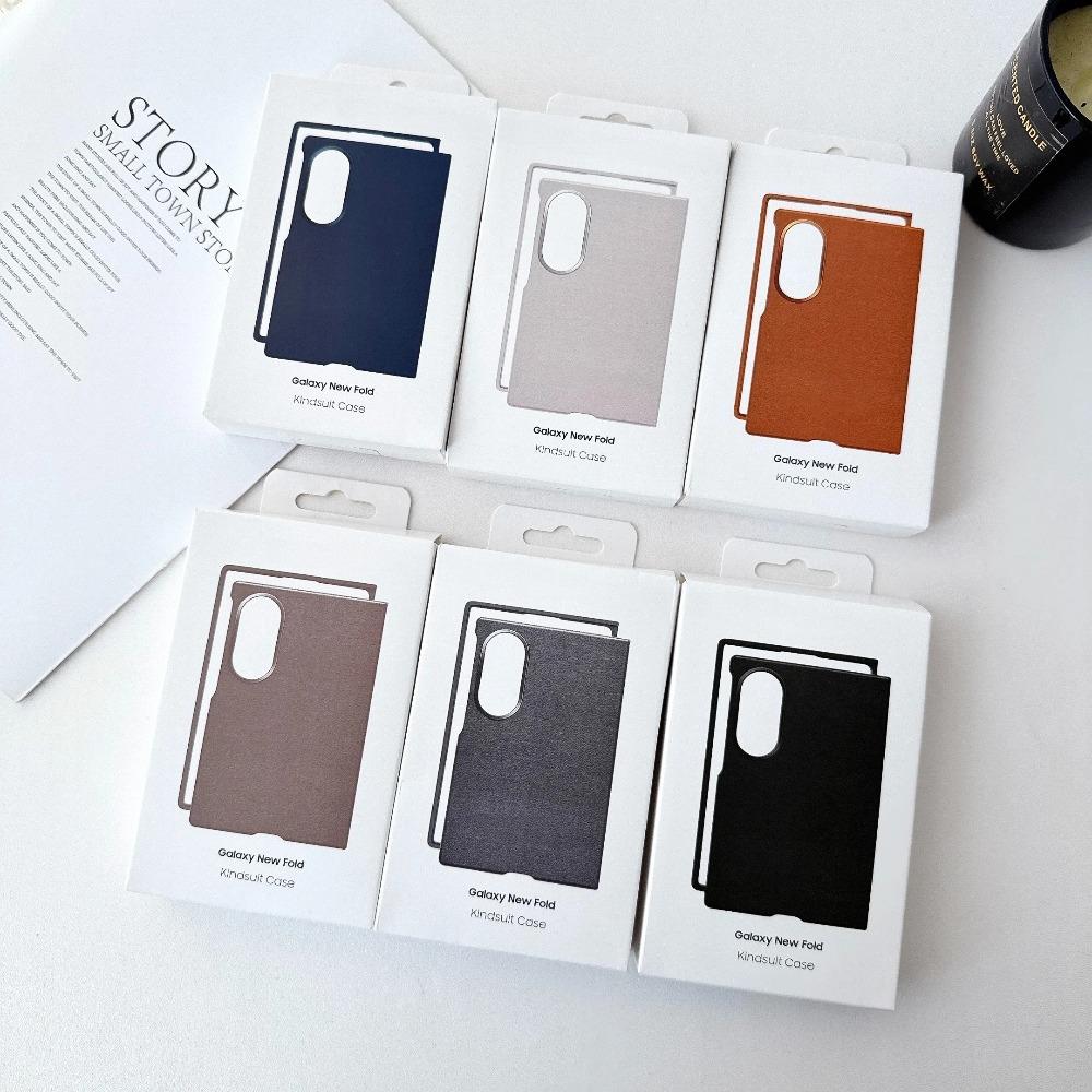 Aluminum Alloy Lens Plain Leather Case For Samsung Galaxy Z Fold 8(wide) 5G Luxury Business Mobile Phone Cover with Front Bumper