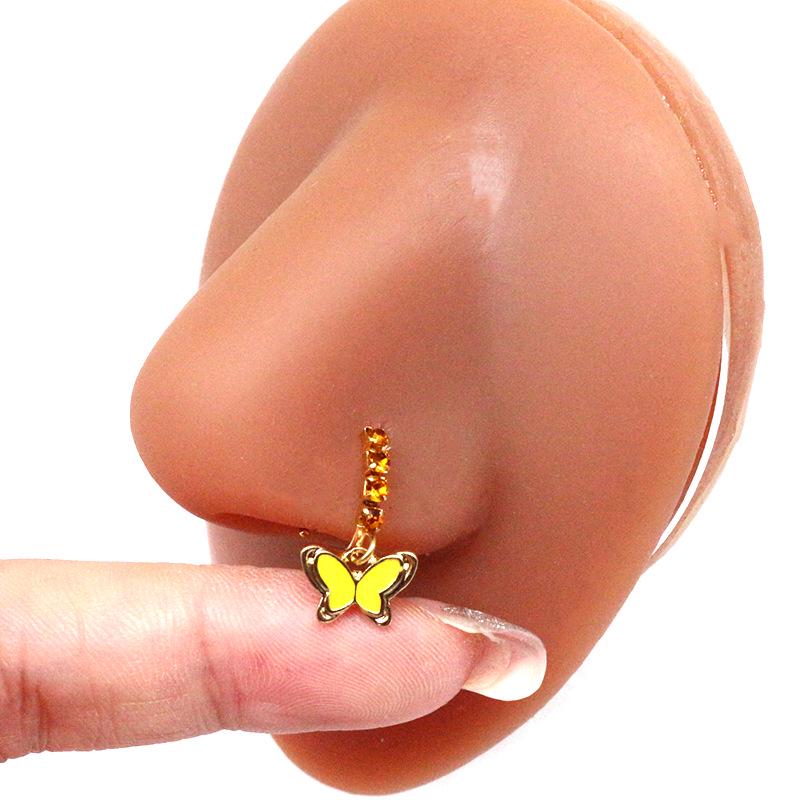 Gaby Cat Head Nose Stud with Butterfly, Five-Star, and Crown Designs - Piercing Jewelry
