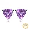 D Color 1.4ct Triangle Genuine Purple Amethyst 925 Sterling Silver Stud Earrings for Women Fashion Gemstone Jewelry Gift