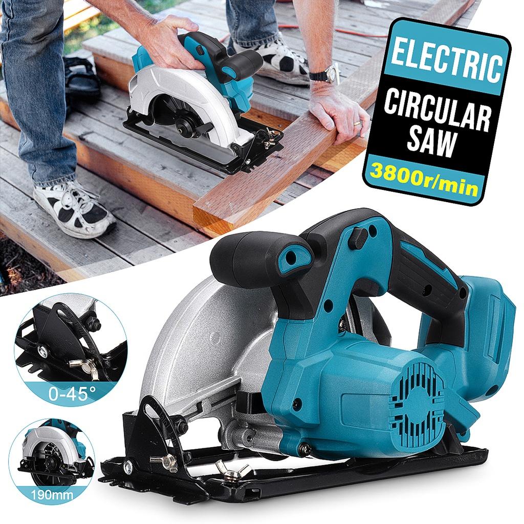 1500W Cordless Electric Circular Saw 190mm Adjustable Wood Cutter Sawing Machine Power Tool for 18V Battery