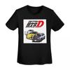 Initial D Неоновый Ae86 Футболка Женская с коротким рукавом Круглый вырез Уличная одежда Хлопок Летние футболки Уличная одежда