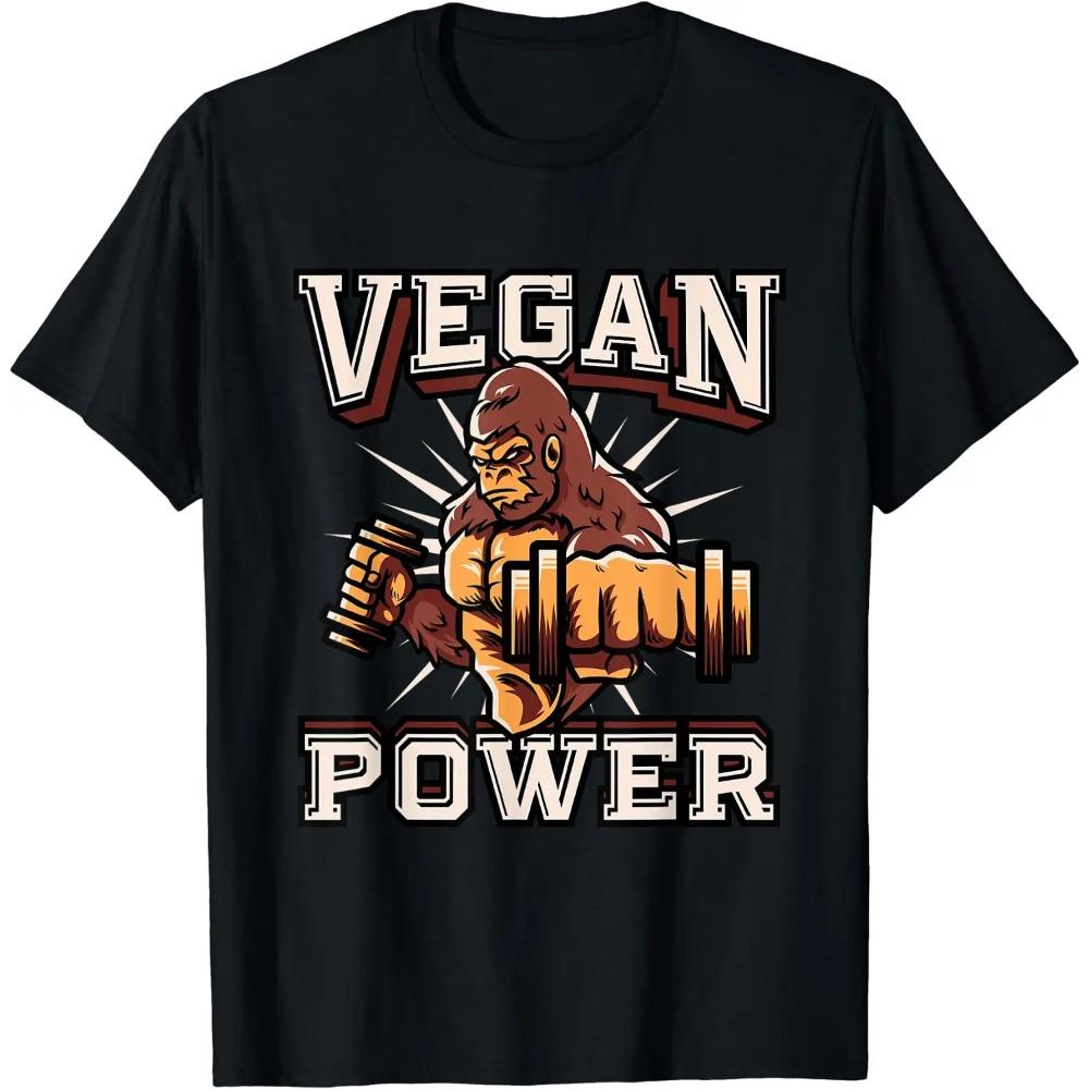 Забавные винтажные футболки Powered Plants с вегетарианской диетой от Vegan, летние графические футболки из хлопка для подарка на день рождения, мужская одежда, большие размеры, унисекс