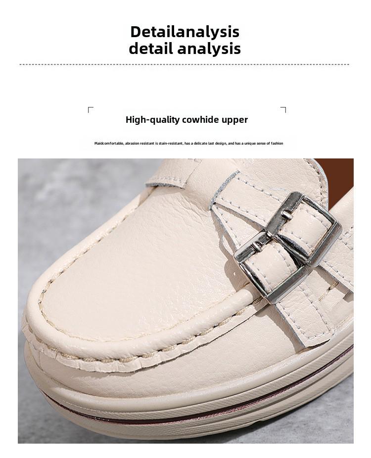 Женские туфли на танкетке из натуральной кожи на толстой подошве, с полым дизайном, большого размера, идеально подходят для мам среднего возраста