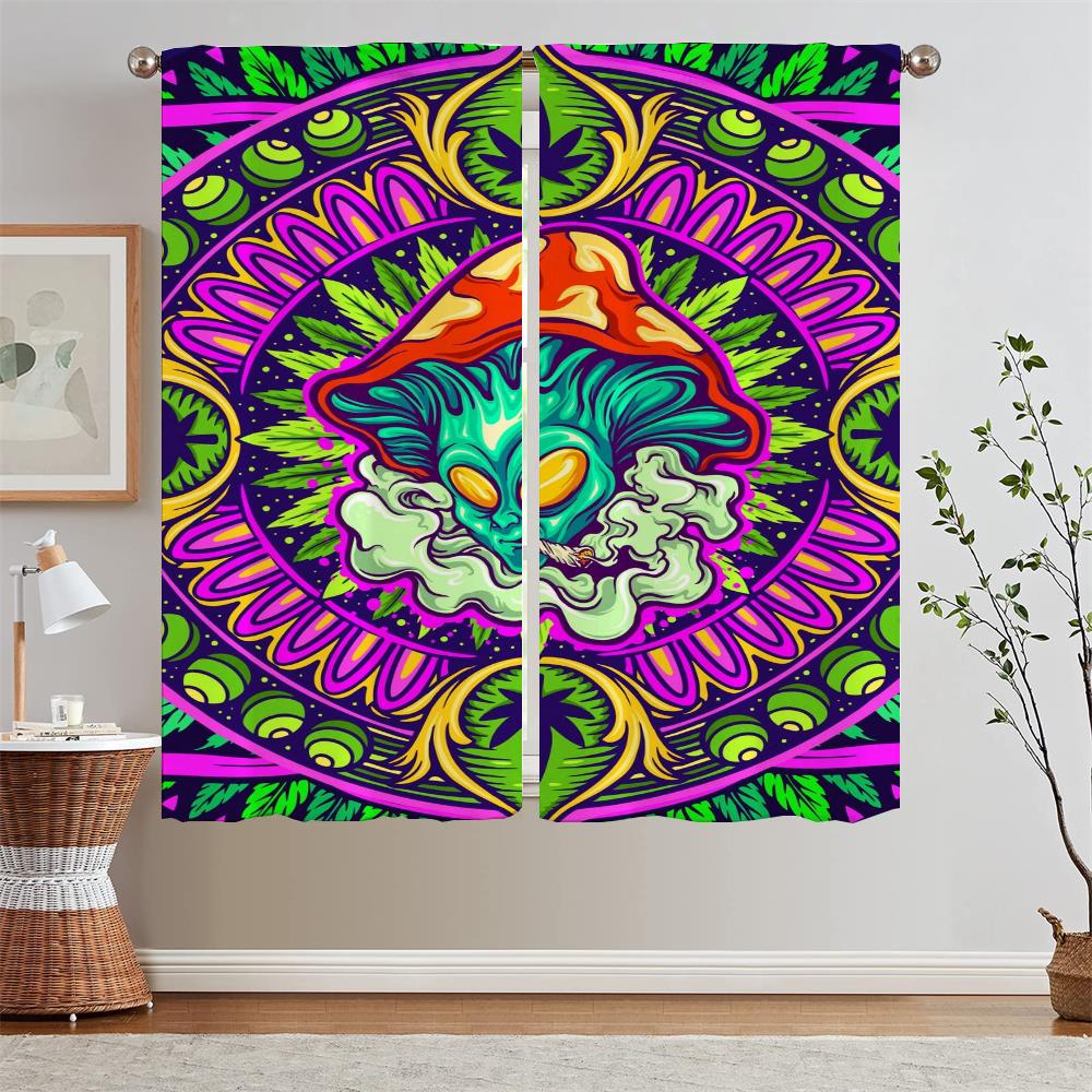 Abstract Mushroom Pattern Christmas Curtains for Living Room Ready Curtains Cheap Things With Free Shipping for Home Blind Curls