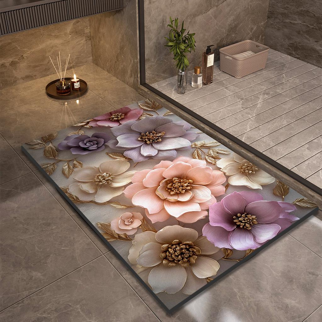 Коврик для ванной комнаты с цветком, нескользящие коврики для ног, впитывающие, быстросохнущие, коврики для душа, коврики для туалета, коврики для двери, моющиеся