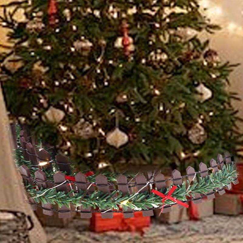 Декорация забора для рождественской елки со светодиодами Ручной работы ротанг деревянный забор Для новогодней вечеринки Домашний сад Праздничный интерьерный декор