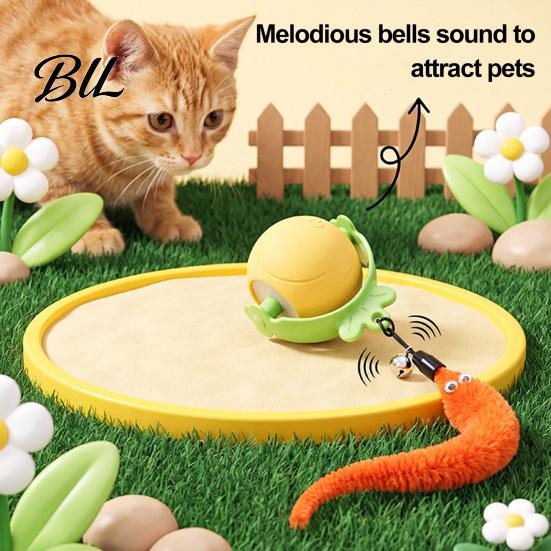 Automatic Rolling Ball Interactive Cat Ball, Self with Bell And Detachable Plush Tail, Pet Tail Obstacle Avoidance, Rechargeable Light for Indoor Cats