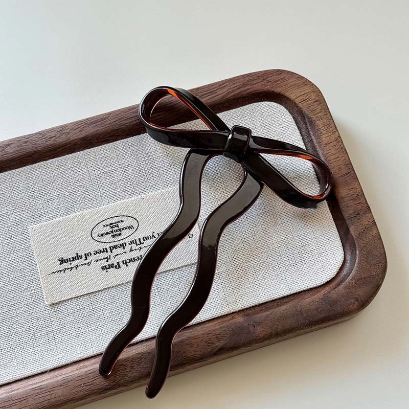 Fashion Acetate Wave Bow Hair Stick Women Girls New Chinese Style Colorful U-Shaped Convenient Hairpin Sweet Hair Accessories