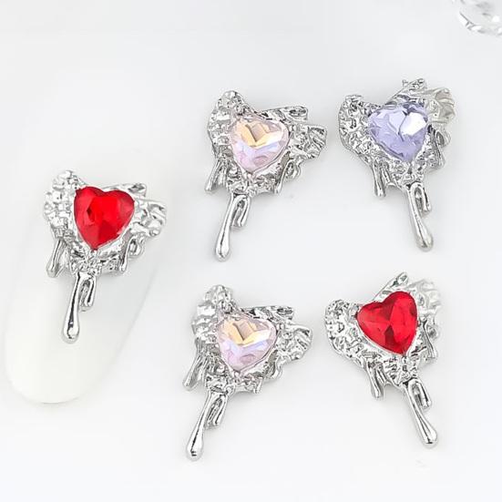 10 шт., стразы для дизайна ногтей, украшения 3D, сердце, искусственный кристалл на сплаве, подвески, креативные украшения, аксессуары для чехла для телефона, ожерелье, ювелирные изделия