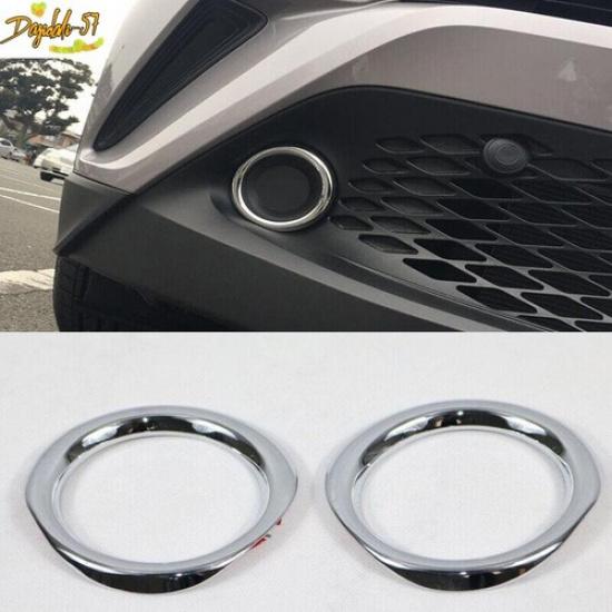 2PCS Front Fog Light Trim Lamp Ring Cover For Toyota C-HR CHR 2016-2018 2017