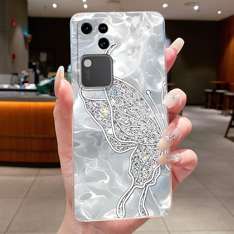 For Vivo V30 V30pro V2318 V2319 Case Clear Luxury Fashion Butterfly Flowers Soft TPU Silicone Phone Case For Vivo V30 Pro Cover