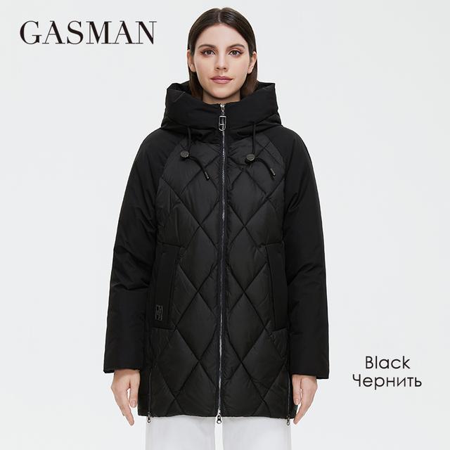 Gasman 2021 Winter Down Jacket Collection Fashion Solid Stand-up Collar Women Coat Elegance Oversize Hooded Women's Jackets 8198