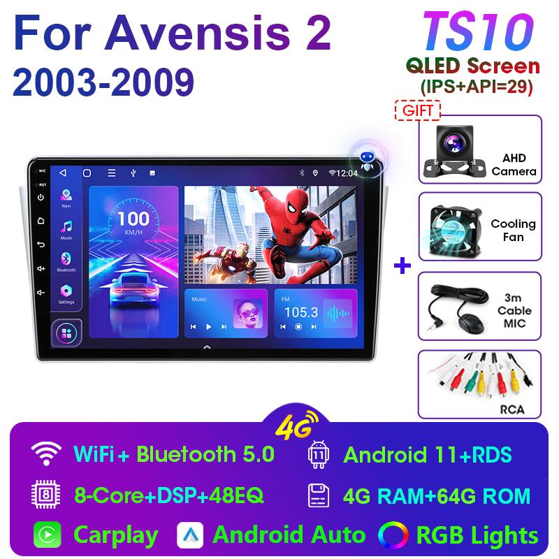 2 Din Android 11 автомобильное радио для Toyota Avensis T250 2 II 2003-2009 Мультимедийный видеоплеер Навигация GPS 4G Carplay Авто Стерео