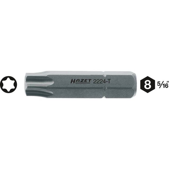 Embout Torx Sortie: TORX® intérieur T 50 Longueur: 35 mm Hazet 2224-T50 Entraînement: hexagone massif 8 mm (5/16) 1 pc