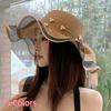 1PC Women Foldable Floppy Straw Hat Pearl Silk Ribbon Wide Brim Sun Hat Beach Cap Summer Sunshade Visors UV Protection Travel Hats Bucket Caps