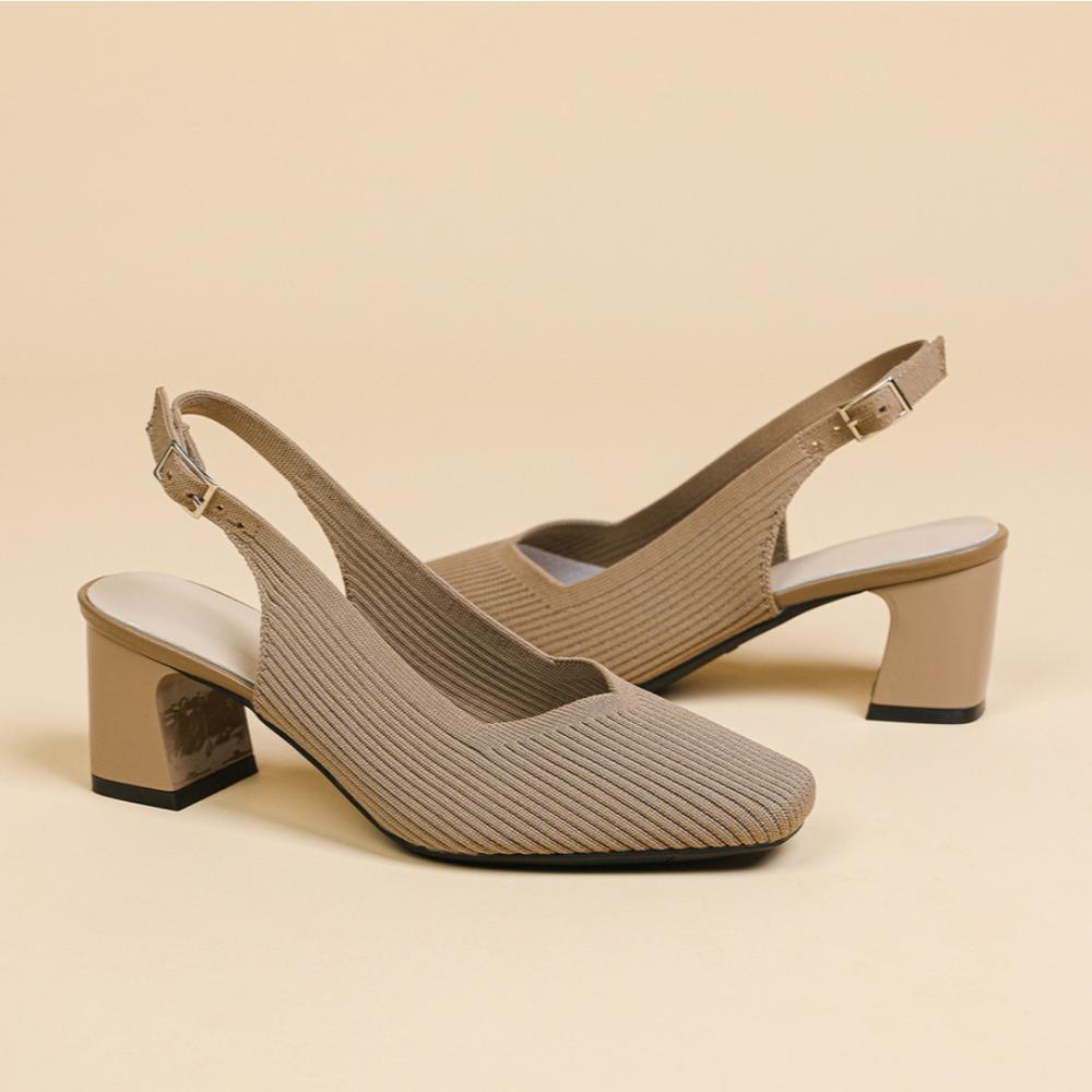 Модные сандалии Baotou для женщин, летние новые однотонные дышащие сандалии с квадратным носком и неглубоким вырезом, на каблуке-рюмочке, женские сандалии