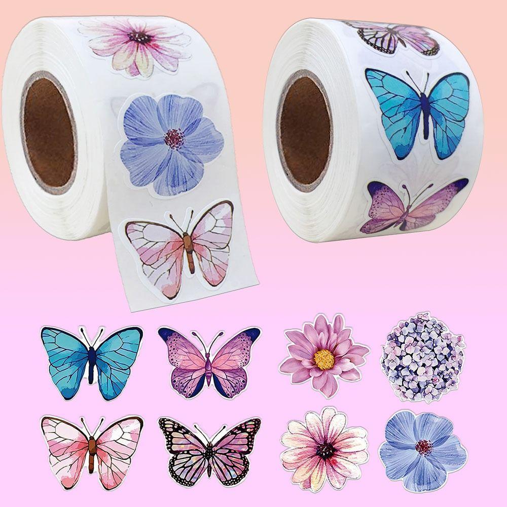 DIY Butterfly Flowers Stickers 500Pcs Sticker Roll Cute Seal Label Gifts