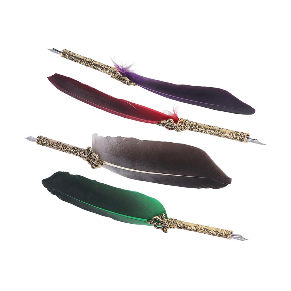 Ручка-гусиное перо из цинкового сплава, высокая гладкость, элегантные цвета, европейская ручка в стиле ретро для письма D