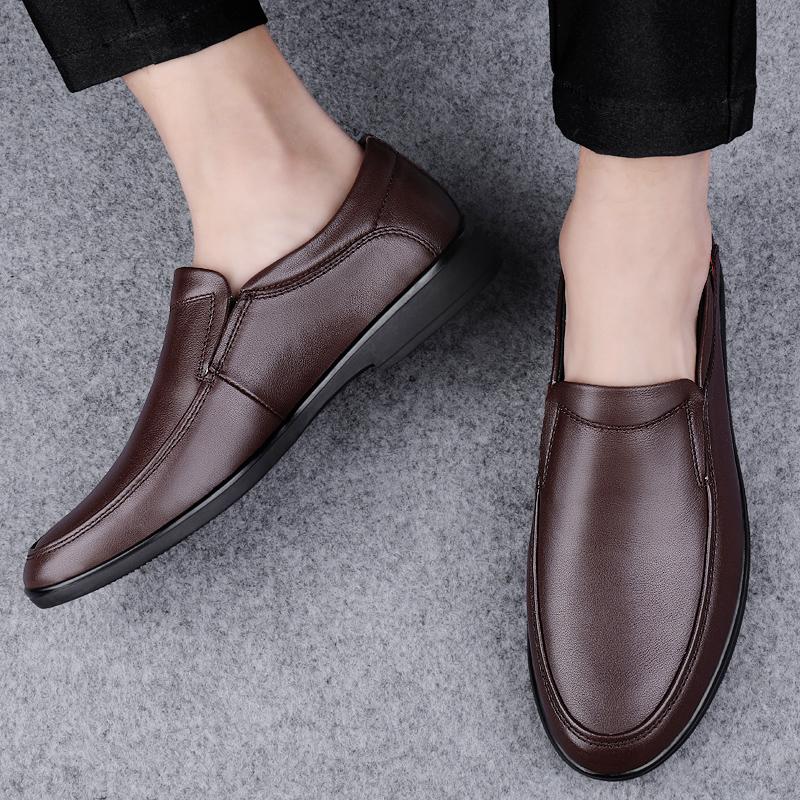 Модные мужские туфли из натуральной кожи, нескользящие мокасины, мужская повседневная обувь, мягкая подошва, удобная обувь для вождения, обувь для прогулок в парке