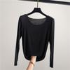 Модальная базовая женская осенне-зимняя бесшовная с длинными рукавами и футболкой, однотонная тонкая одежда, универсальный ремонт, топ с круглым вырезом