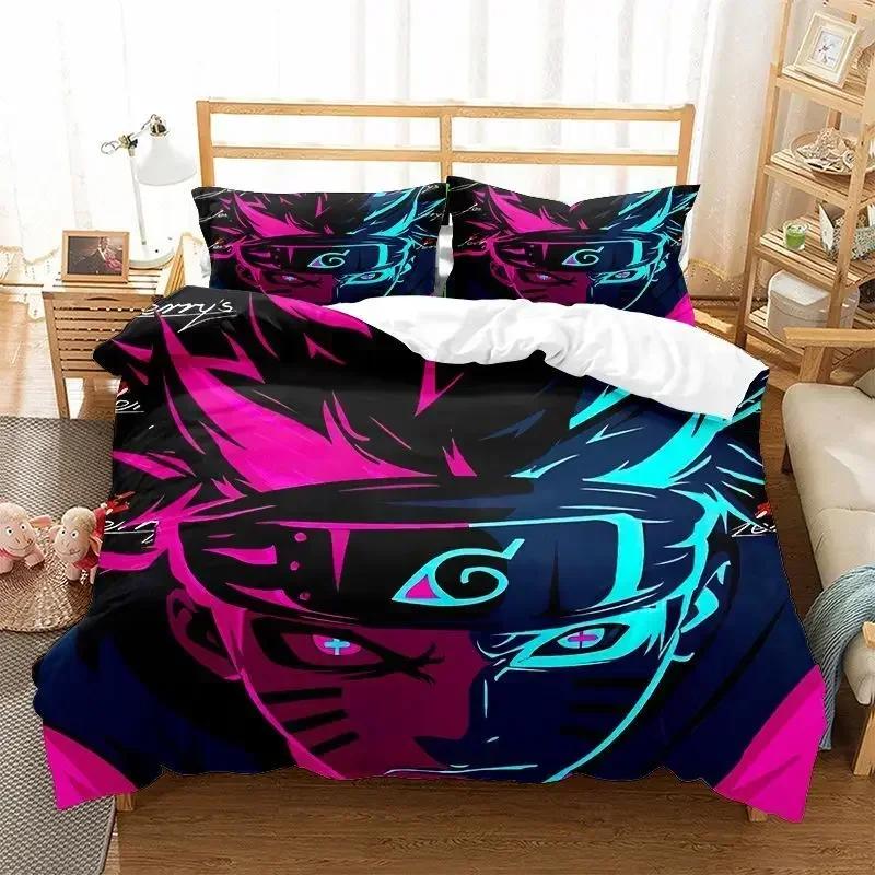 Uzumaki Uchiha Naruto Bedding Set Quilt Cover Sasuke Pillowcase Anime Cosplay Bedroom Duvet Cover Bedding Suit Birthday Gifts
