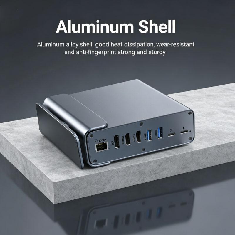 KEBIDU 15-in-1 USB-C Docking Station,Triple 4K Display,100W PD Charging,Gigabit Ethernet,360° Rotatable Detachable Stand USB HUB for Laptop MacBook
