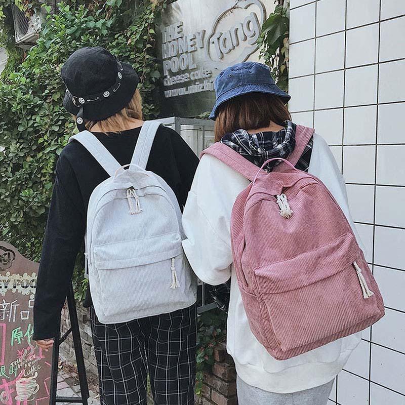 SCIONE Рюкзак из мягкой ткани, женский вельветовый дизайн, школьный полосатый рюкзак для девочек-подростков, сумка mochila