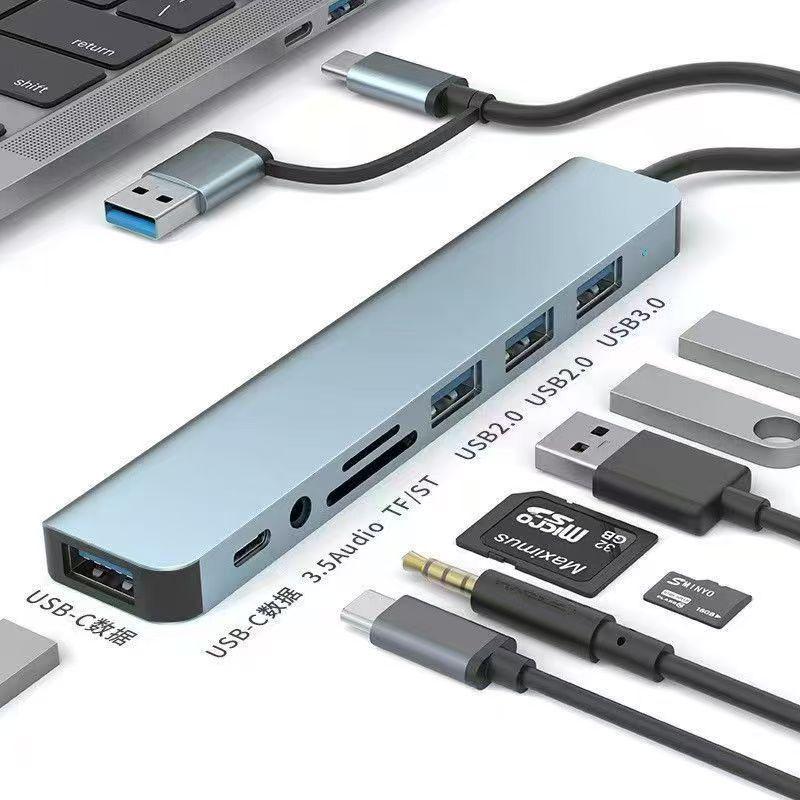 Двухпортовая USB 3.0 7-в-1 Док-станция и Хаб Type-C для Ноутбуков