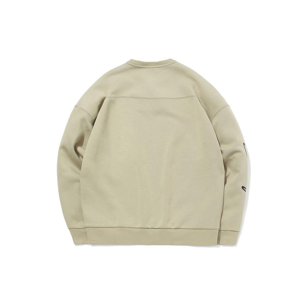 Li Ning Badfive Basketball Series Sports Casual Crewneck Sweatshirt Men Sweatshirt Khaki AWDQ751-1