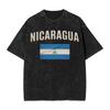 Washed T Shirts Nicaragua Nicaraguan Flag Hip Hop Vintage T-Shirts High Street Streetwear Cotton Printed Tops Tees for Men Women