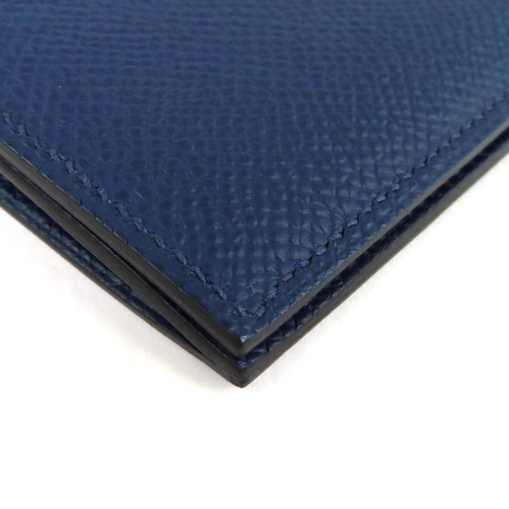 Great HERMES Bifold Wallet MC2 Fleming Bifold Wallet Purse Navy Epsom Leather Used