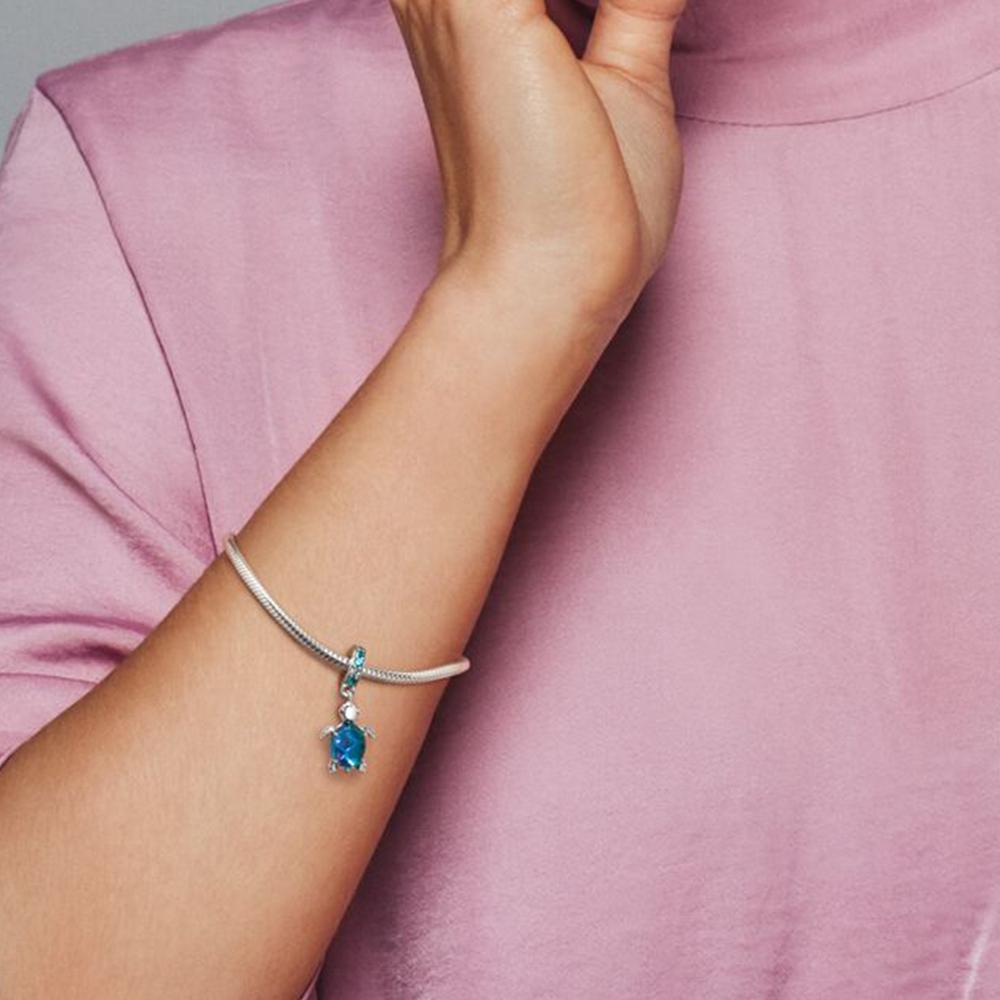 S925 серебро муранское стекло подвеска в виде морской черепахи с подвеской подходит оригинальный браслет ожерелье DIY ювелирные изделия для женщин подарок