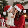 Classic Red White Christmas Hats Santa Hat, Knitted Hat for Kids Adults, Soft Family Winter Xmas Party with Pompom Holiday Accessory Warm Beanies